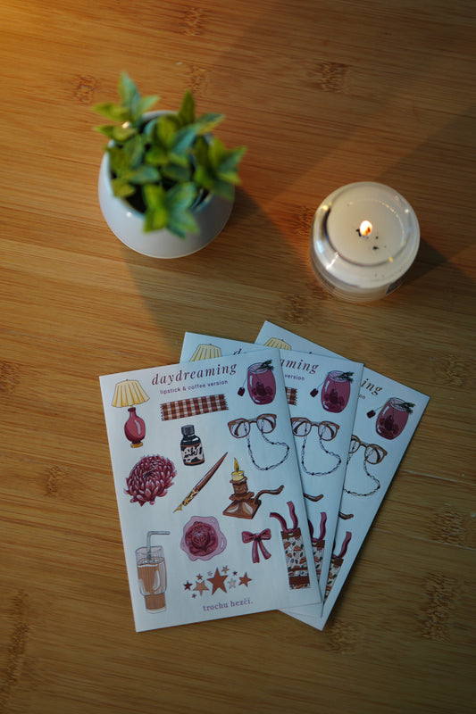 Samolepky Daydreaming lipstick & coffee version