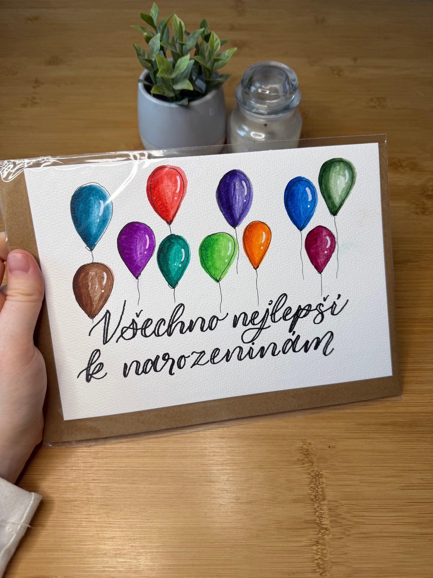 Přání "Všechno nejlepší k narozeninám" s obálkou